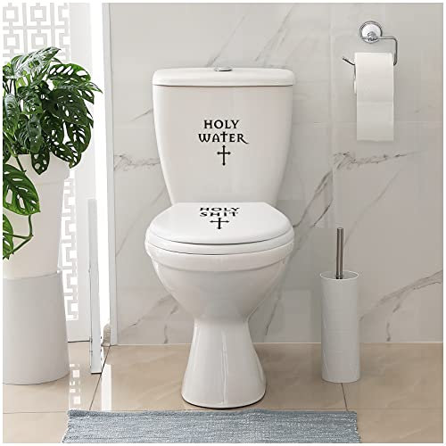 Deko Aufkleber WC Deckel Toilettendeckel Bad Badezimmer Klo Funsticker Toilettensitz Klodeckel lustiger Spruch selbstklebend (K153-12 Holy Water)