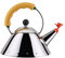 Alessi Kettle 9093/1 Y - Kettle with Magnetic Bottom Suitable for Induction Cooking, in 18/10 Stainless Steel Mirror Polished with Handle and Small Bird-shaped Whistle in PA, Yellow