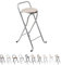 Taburete Plegable con Respaldo - Silla Plegable de Metal y Madera - Ideal para Cocina, Terraza o Jardín (Alto. 80 cm x Largo. 45 cm - Patas Plateadas)