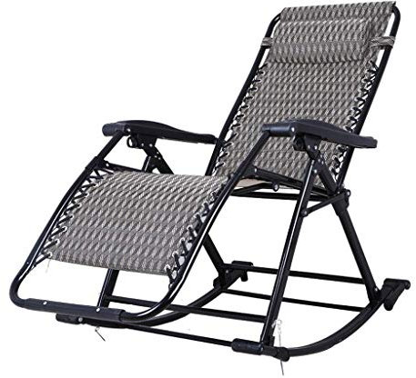 Balkon Büro Relaxsessel Liege Terrassenstuhl grau Schaukelstuhl | Zero Gravity Locking Recliner Chair Wohnzimmer Garten Rasen | Outdoor Lounger Chair Oversize Folding, Max.1