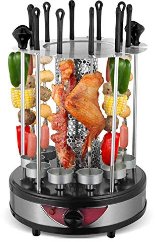 Smokeless Vertical Electric Grill Home Automatic Rotating Barbecue Stove Smokeless Skewer with Built-in Oil Pan for Home Outdoor Travel Hiking Camping