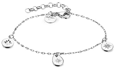 Tamaris Armschmuck für Damen, Armband aus Edelstahl mit Plättchen Anhänger, wasserfest