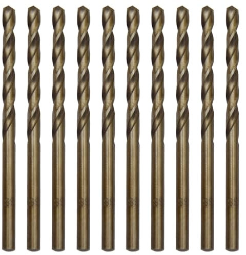 CEEYSEE 10 Stücke 4mm HSS Cobalt Bohrer Set M35 Metallbohrer Spiralbohrer Cobalt Drill Bit zum Bohren in Edelstahl, Metall, Gusseisen und harten Kunststoffen (4mm)