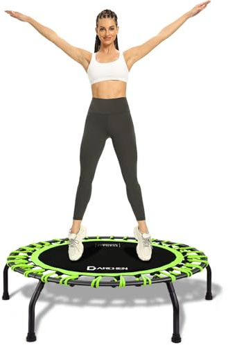DARCHEN Mini Trampoline for Adults, Indoor Exercise Trampoline with Bungee for Safer Quieter Bounce [100 CM]