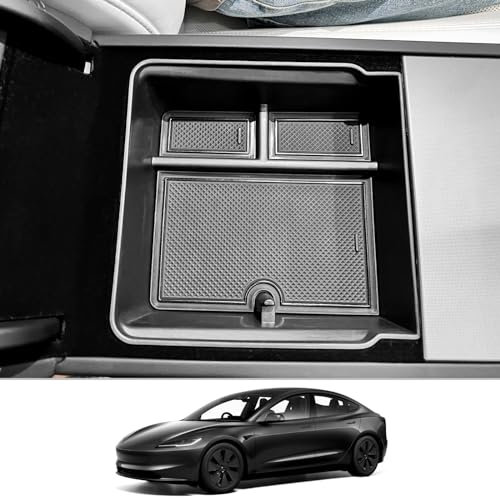 CDEFG Compatible with Tesla Model 3 2024 Highland, UK Model 3 Centre Console Armrest Storage Box Armrest Organiser Glove Box Storage Car Tray Model 3 2024 Accessories