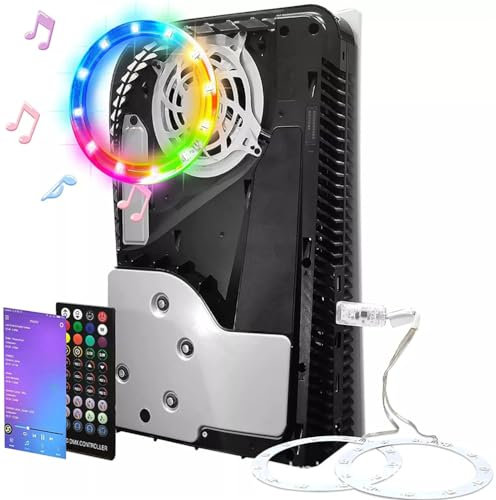 RGB LED-Lichtleiste für PS5 Slim, Dekorative LED Lichtleiste 8 Lichteffekte Lichtleisten mit Smart Remote Control für Playstation 5 Slim Zubehör