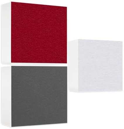 platino24 Schallabsorber Regaleinsatz 3 Elemente 33 x 33 x 10 cm Set aus 3 Farben I Akustikpaneele aus Basotect G+ mit Akustikfilz I Akustikelemente kompatibel mit IKEA KALLAX oder EXPEDIT