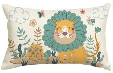 Artoid Mode Löwe Schildkröte Dschungel Kinder Kissenbezug, 30x50 cm Saisonnal Sommer Zierkissenbezug Cushion Cover Couch Wohnzimmer Deko