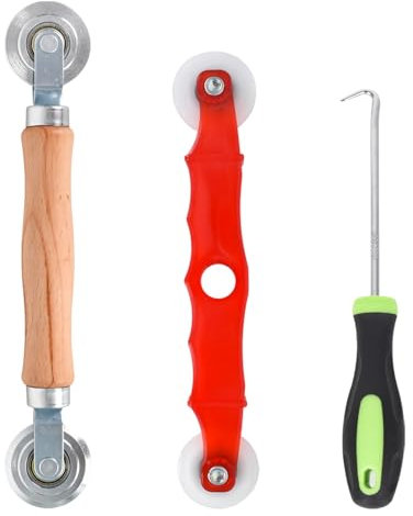 3 Piezas Juego Herramienta de Rodillo de Pantalla, Pantalla Herramienta de Rodillo Giratorio Rodillo para Mosquitera y Gancho de Tira de Goma Accesorios, para instalación de pantalla de ventana