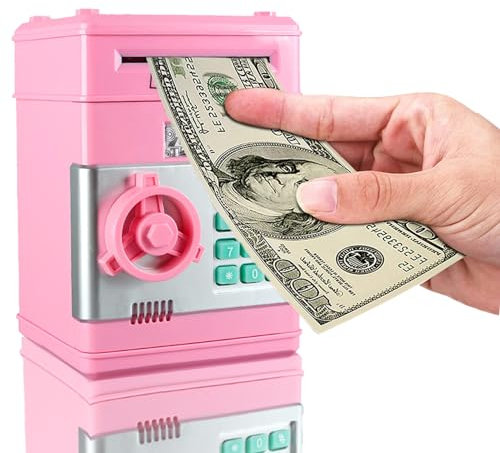 Probuk Money Box Electronic Piggy Bank, Mini ATM Password Money Bank Cash Coins Saving Box, Electronic Piggy Bank Code Lock for Kids Baby Toy with Password Protection, for Girls Boys Kids, MNB321