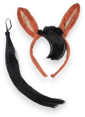 Braune Pferdeohren Haarband und Schweif Garnitur