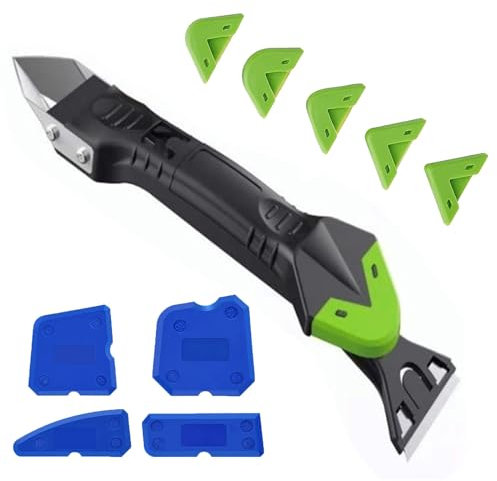 Silikonentferner Werkzeug Set – 4 in 1 Fugenwerkzeug Silikon Abzieher mit 4Pcs Fugenglätter 5 Auswechselbar Silikonpads, Vielseitig für Küche, Bad und Fensterabdichtung