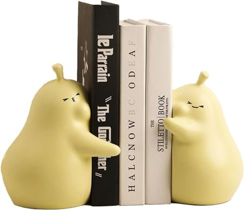 Serre-livres à poire, serre-livres en céramique, jolis serre-livres au design à câlin pour étagère de table pour maison et bureau, serre-livres décoratifs pour l'espace