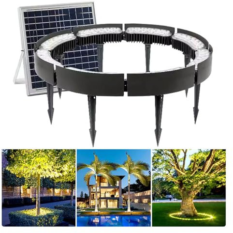 HHNNL Solar Garden Lights, Low Voltage Landscape Tree Ring Lights, Landscape Spotlights, for Palm Tree Planters Lawn(6000K,Pack of 8)