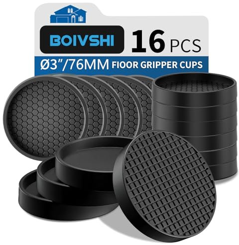 Ø 76mm Möbeluntersetzer Rund,Mobel Schutzer,Anti-Rutsch-Pads,Sofa Füße Boden,rutschfeste Couch Schutz,16 Schwarz Anti Rutsch Untersetzer für Möbel