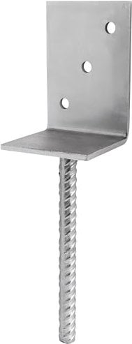 Parotec Pied de support type L pour charpente, montage, 84 x 90 x 135 x 5 mm, support de poteau à encastrer, forme en L, charge lourde, galvanisé, connecteur d'angle, ancrage béton, fixation