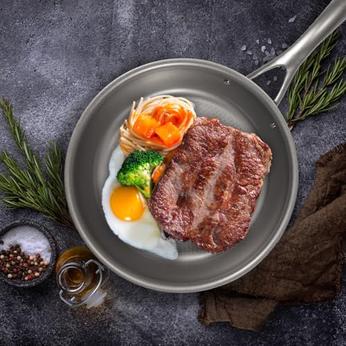 Titanium Frying Pan 24cm 1.9L - Honeycomb Non-Stick | Induction/Gas/Electric Compatible | Uncoated & Eco-Friendly Cookware