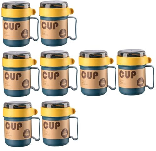Cabilock 4 Ensembles Tasse À Soupe Tasse Petit Déjeuner Verres À Boire Avec Couvercles Tasse À Soupe Avec Couvercle Mug Cafe Verre Cafe Tasse À Lait Domestique Gobelet Pp Blue 2 Pièces * 4