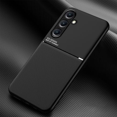 YUECXIN Case for Samsung Galaxy S24 FE, Ultra thin Silky Soft Skin Texture Touch Cover, Simple Stylish Non-Slip Shockproof PU+TPU Silicone Bumper Case Cover. Black
