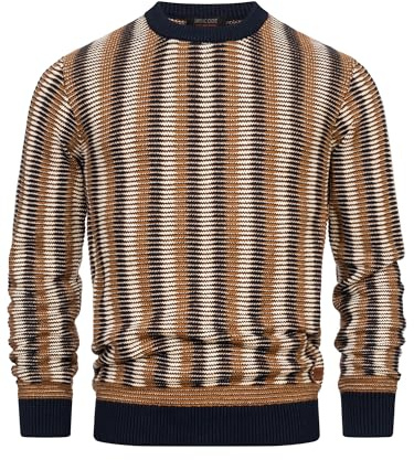 Indicode Herren INScott Pullover Gemustert mit Rundhals-Ausschnitt | Herrenpullover Strickpullover für Männer Rubber, XXL