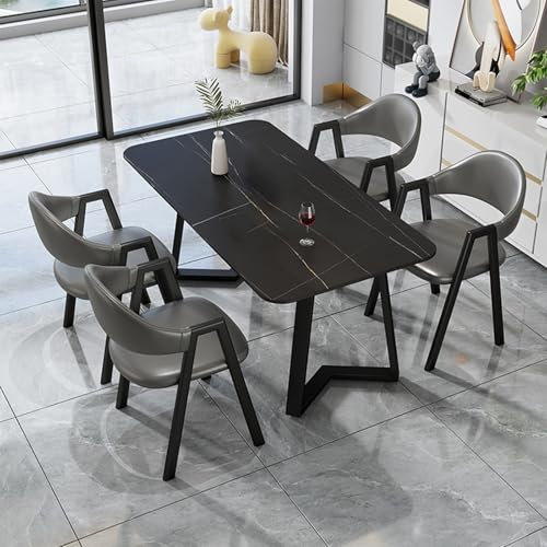 Moderno juego de mesa de comedor rectangular para 4 personas con sillas tapizadas, muebles de cocina y comedor de lujo para salas de recepción, juego de mesa de cocina Rock Board