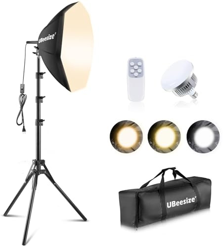 UBeesize Softbox Photography Lighting Kit, 20'' x 20'' Professional Softbox Lighting Kit with 85W 3000-7500K LED Bulbs, Studio Lights for Photography/Live Streaming/Video Recording