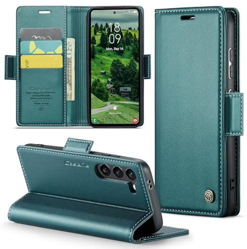 Phernykas Handyhülle für Samsung S24 Hülle Leder,Magnetische Klapphülle mit kartenfach und Standfunktion Smartphone Schutzhülle Lederhülle Samsung S24 Flip Book Case (Blaugrün)