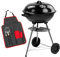 KCT Compact Kettle BBQ with Tool Set, Round Portable Barbecue with Lid & Wheels For Outdoor Cooking