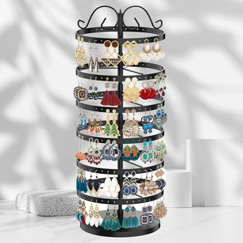 6 Niveaux Présentoir À Bijoux Rotatif, Porte Bijoux, Porte Boucles D'oreilles Rotatif En Métal Support De Boucles D'oreilles Support Bijoux Rotatif Pour Colliers, Bracelets, Boucles D'oreilles, Bagues