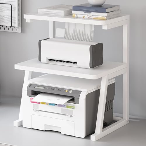 Genérico Soporte Audiovisual de 3 Niveles: Moderno Rack de Audio con Almacenamiento Abierto, Mueble de Cine en casa de pie, estantería Tipo Torre Multimedia Blanca (108,7 x 81,2 x 130,9 cm) para Equi