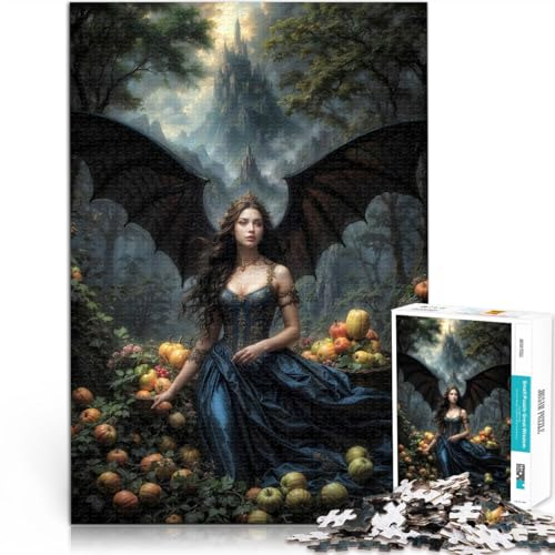 Puzzle 1000 Teile für Erwachsene Göttin Schwarzer Engel Aus Karton，Geeignet für Kinder ab 14 Jahren Spielspielzeug Kunstwerk Geschenk。Größe：38x52cm/14.9x20.4Zoll