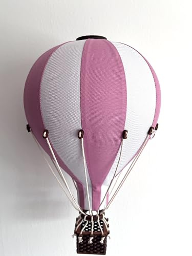Hot Air Balloon Nursery Decor, Baby Room Decoration, Kids Bedroom Accessories, Hanging Ceiling Mobile (Pink, Large)