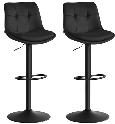 VASAGLE Barhocker 2er Set, höhenverstellbar, drehbar, mit Rückenlehne