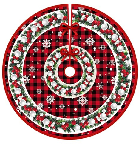 Weihnachtsbaum Decke Rock,122 cm Gestrickter Weihnachtsbaumdecke Teppich,Merry Christmas Tannenbaum Christbaumdecke für Urlaub Party Deko, Winterferien und Neujahrsdekoration ﻿ ﻿ ﻿ ﻿ ﻿ ﻿ ﻿ ﻿