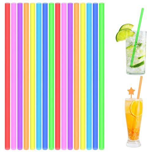 AUAUY 100 Stück Strohhalme, Wiederverwendbare, Plastik | Party-Trinkhalme für Party, Geburtstag, Hochzeit, Plastik Strohhalme, Trinkhalme Trinkhalme, für Smoothies, Saft, Cocktail