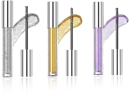 3Pcs Glitter Mascara for Women, Gold Mascara for Eyelashes