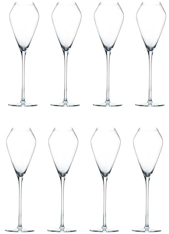 Katie Jayne Signature 285ml 'Tulip' Champagne Flutes Set of 8 (2 Boxes) | Mouth-Blown Glassware Set for Prosecco & Cocktails | Flute Glasses for Weddings & Home Bars | Gift-Boxed Drinking Glasses
