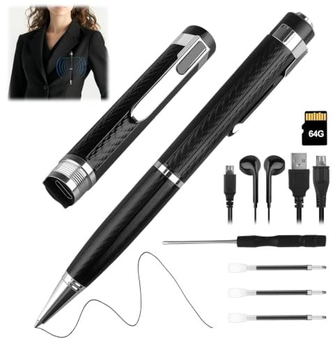 64GB Diktiergerät, 1200h Speicher Diktiergerät Aufnahmegerät | Wiedergabe mit DSP-Rauschunterdrückung & HD-Audio Voice Recorder, für Unterricht, Meetings, Interviews, MP3-Wiedergabe