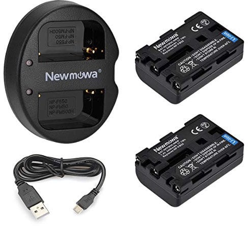 Newmowa NP-FM50 Replacement Battery (2-Pack) and Portable USB Charger kit for Sony NP-FM50 DSC-R1 DSC-F828 DSC-F717 DSC-F707 MVC-CD250 HDR-HC1 DCR-DVD301 DCR-DVD101