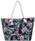 DonDon Strandtasche XXL mit Reißverschluss - Umhängetasche Damen, Shopper Tasche Damen im Beach Look mit Schulterriemen - Urlaub Must Haves Beach bag - Sunshine Flower Navy