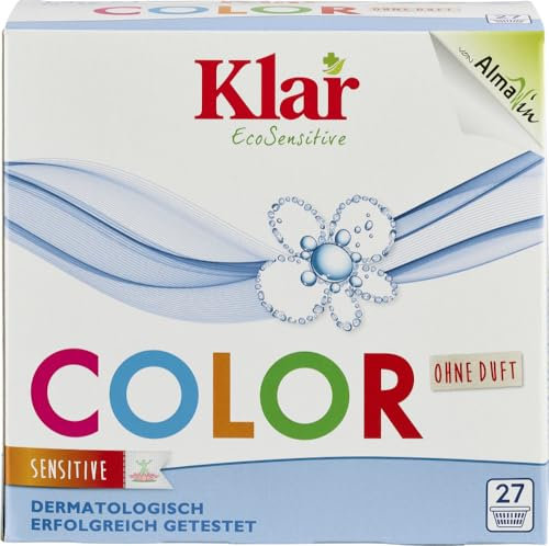 Klar eco Sensitive Color Pulver 6x1,375kg, ohne Duft, 27 Waschladungen, für Allergiker, vegan