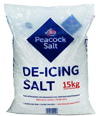 Peacock Salt 15KG Bag White De-Icing Rock Salt for Weeds Clearing Roads Paths and Driveways of Ice and Snow Cleaner Than Grit
