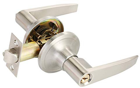 Queen.Y Manija de Puerta con Cerradura Palanca de Entrada Manija de Puerta Paquete de Cerradura de Manija de Puerta Cromada Cerradura de Puerta de Entrada con 3 Llaves Juego de Manija de