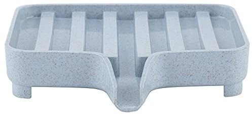Oumefar Jabonera Paja de Trigo Caja de Soporte de jabón Duradera Soporte de Drenaje de jabón para Ducha para Cocina(Nordic Blue)