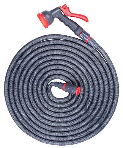 Steuber Manguera de jardín flexible Platinum Grey con 8 funciones de cabezal pulverizador, 16,5 m, sello TÜV Süd, con adaptador interior y exterior