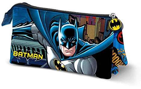 DC Comics Unisex 02799 Dreifach Federmäppchen Battle, Blau, Blau, Einheitsgröße