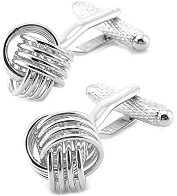 Jonwo Aushöhlen Knoten Manschettenknöpfe Herren In Geschenkbox Klassisch Männer Manschettenknöpfe Cufflinks Hochzeit Hemd Manschetten Tanzparty Ferien Jubiläum Kleid (Silber Manschettenknöpfe)