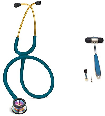 3M™ Littmann® Classic II Pediatric Stetofonendoscopio Blu Caraibi - Finiture Arcobaleno, 2153 & Gima - Martello Neurologico Classico, Dejerine Classic, Senza Lattice, Colore Argento, in Acciaio Inox
