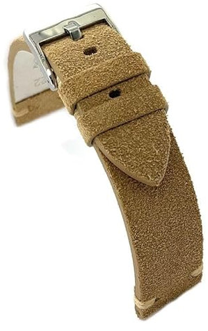 diloy Vintage-Uhrenarmband aus Nubukleder – Handgefertigt – Flach – Erhältlich 18mm 20mm 22mm 24mm 417 Creme 22mm