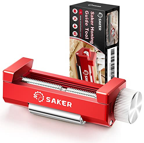 Saker Honing Guide Tool Upgraded - Off-Center Sharpening Holder for Short Woodworking-Chisels and Planes Width 0.2-2.55 inches,RED